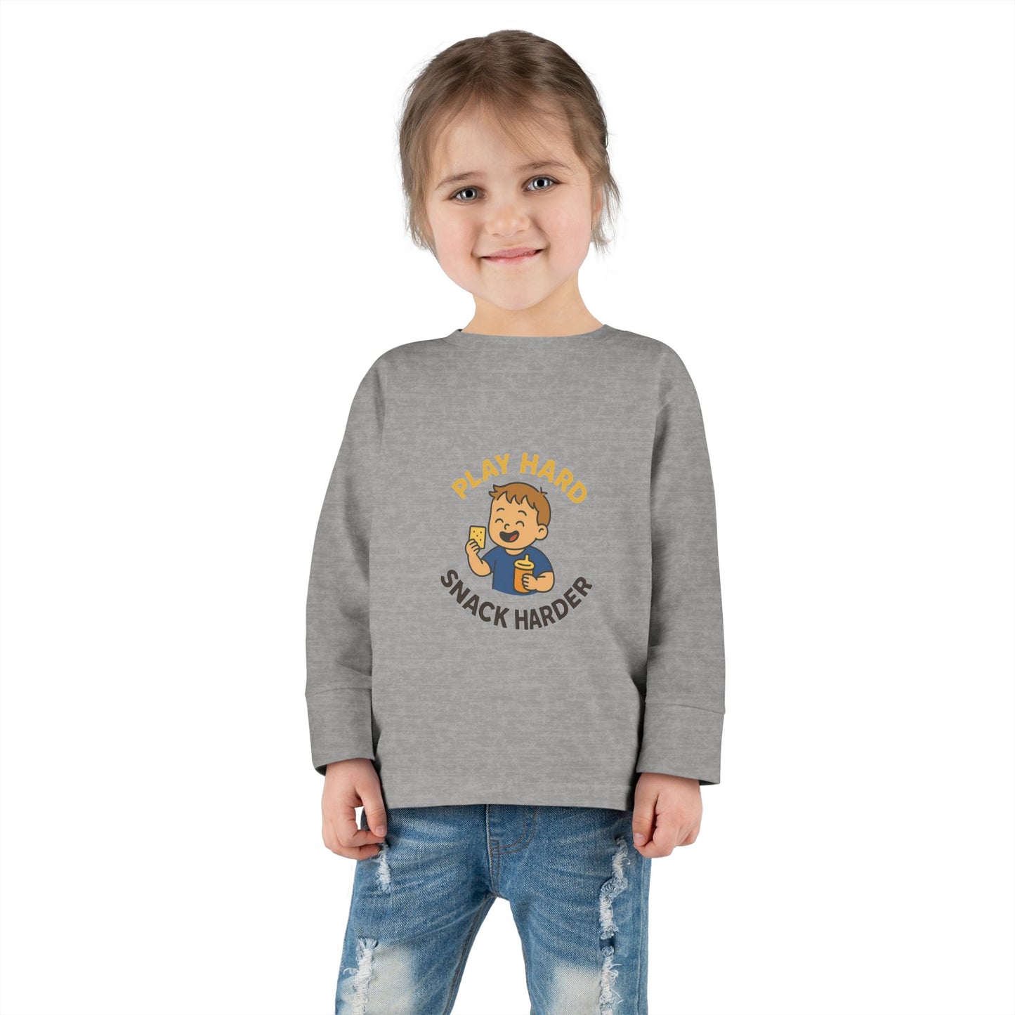 Play Hard Snack Harder Toddler Long Sleeve Tee, Cute Kids Shirt, Baby Gift, Toddler Clothing, Birthday Present, Playful Outfit