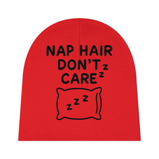 Baby Beanie with Nap Hair Don't Care Design