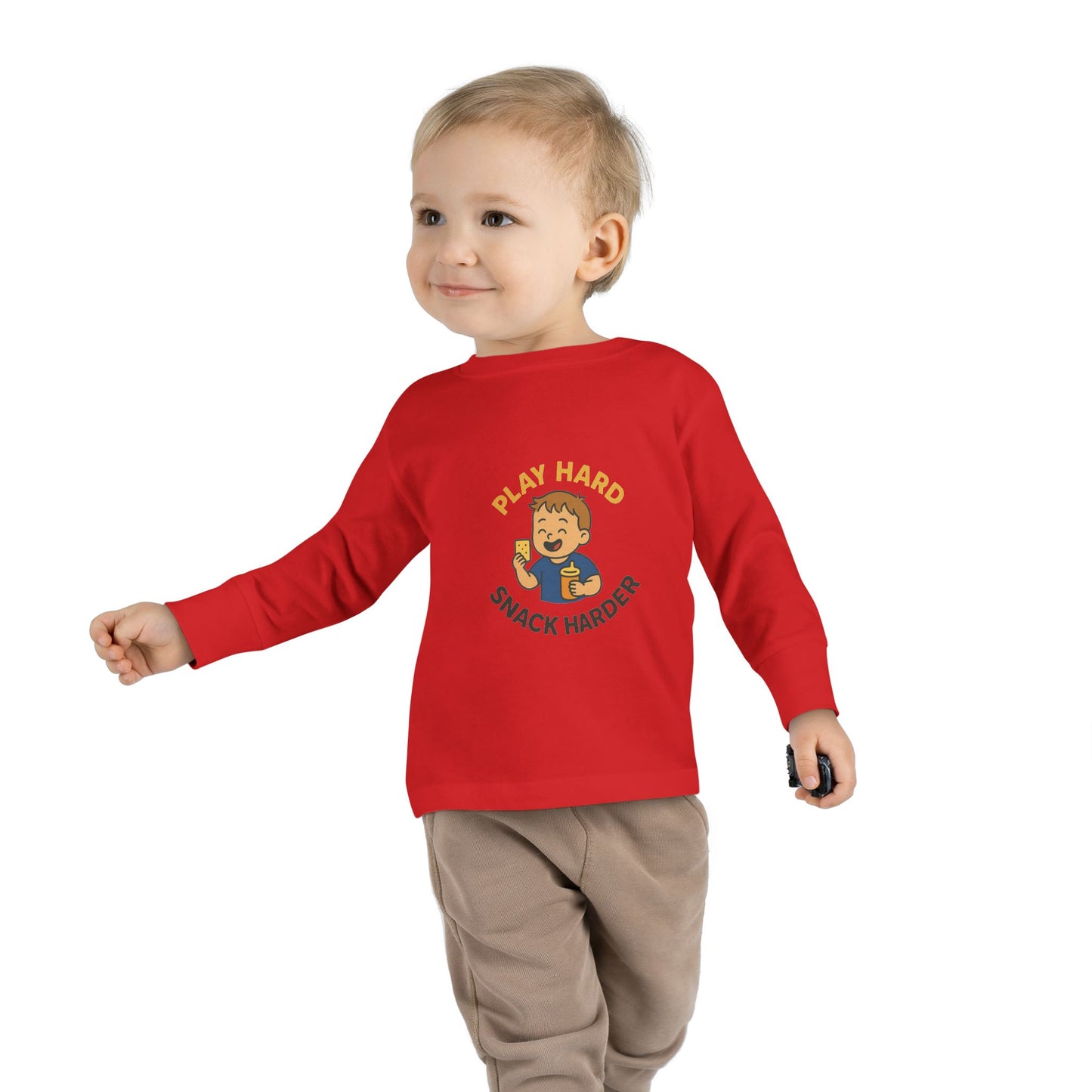 Play Hard Snack Harder Toddler Long Sleeve Tee, Cute Kids Shirt, Baby Gift, Toddler Clothing, Birthday Present, Playful Outfit