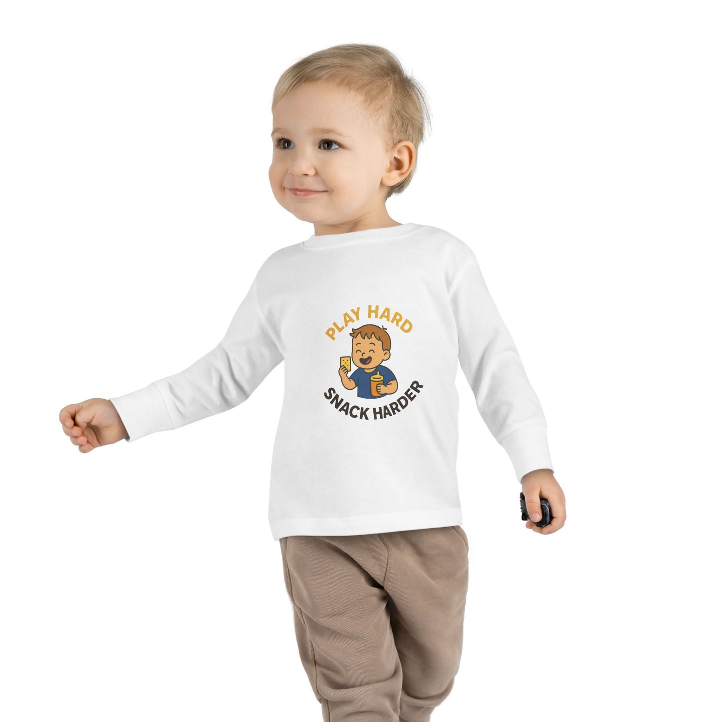 Play Hard Snack Harder Toddler Long Sleeve Tee, Cute Kids Shirt, Baby Gift, Toddler Clothing, Birthday Present, Playful Outfit