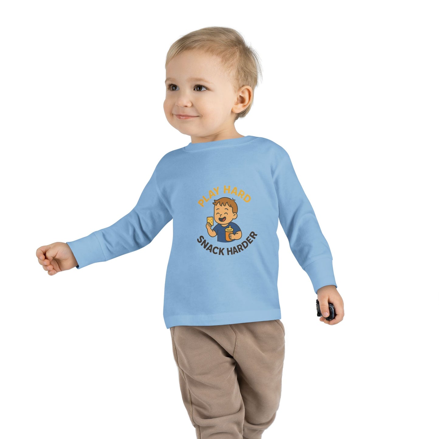 Play Hard Snack Harder Toddler Long Sleeve Tee, Cute Kids Shirt, Baby Gift, Toddler Clothing, Birthday Present, Playful Outfit