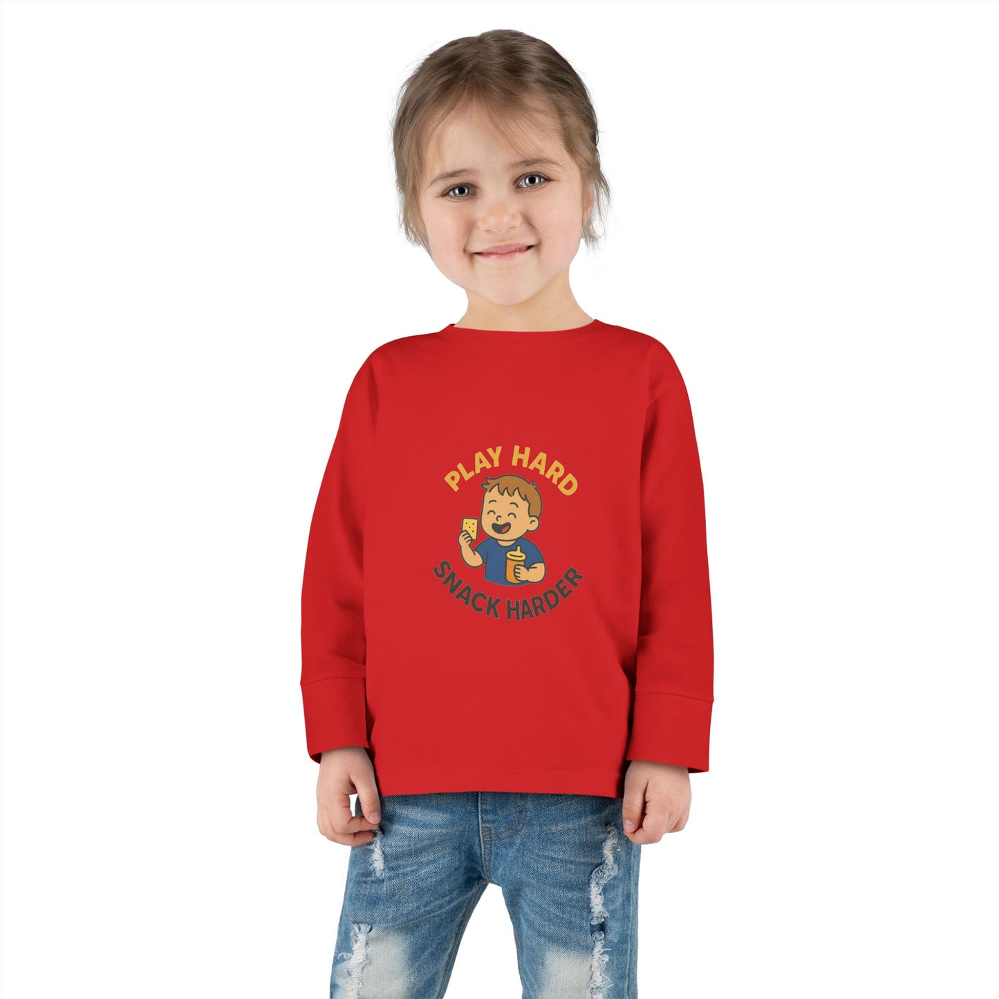 Play Hard Snack Harder Toddler Long Sleeve Tee, Cute Kids Shirt, Baby Gift, Toddler Clothing, Birthday Present, Playful Outfit