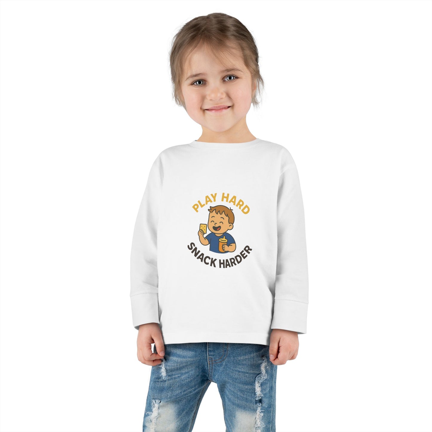 Play Hard Snack Harder Toddler Long Sleeve Tee, Cute Kids Shirt, Baby Gift, Toddler Clothing, Birthday Present, Playful Outfit