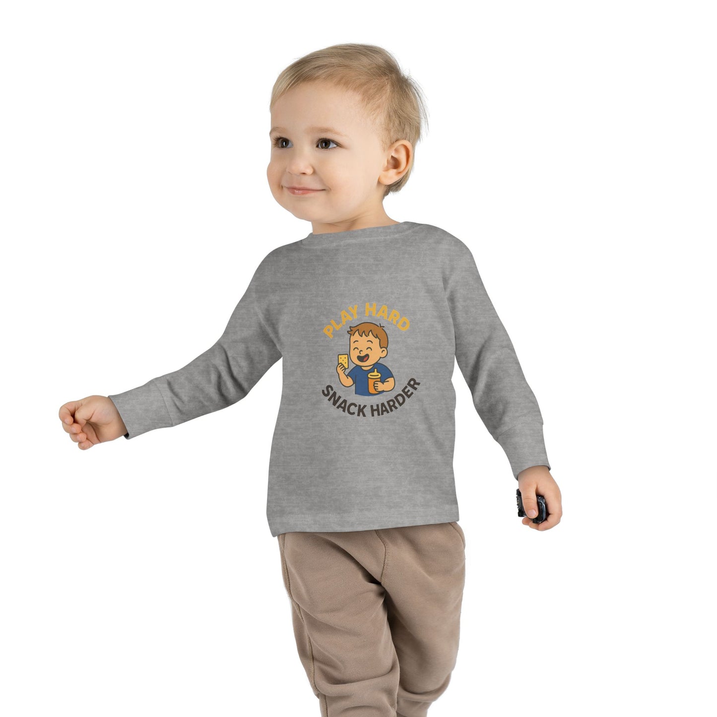 Play Hard Snack Harder Toddler Long Sleeve Tee, Cute Kids Shirt, Baby Gift, Toddler Clothing, Birthday Present, Playful Outfit