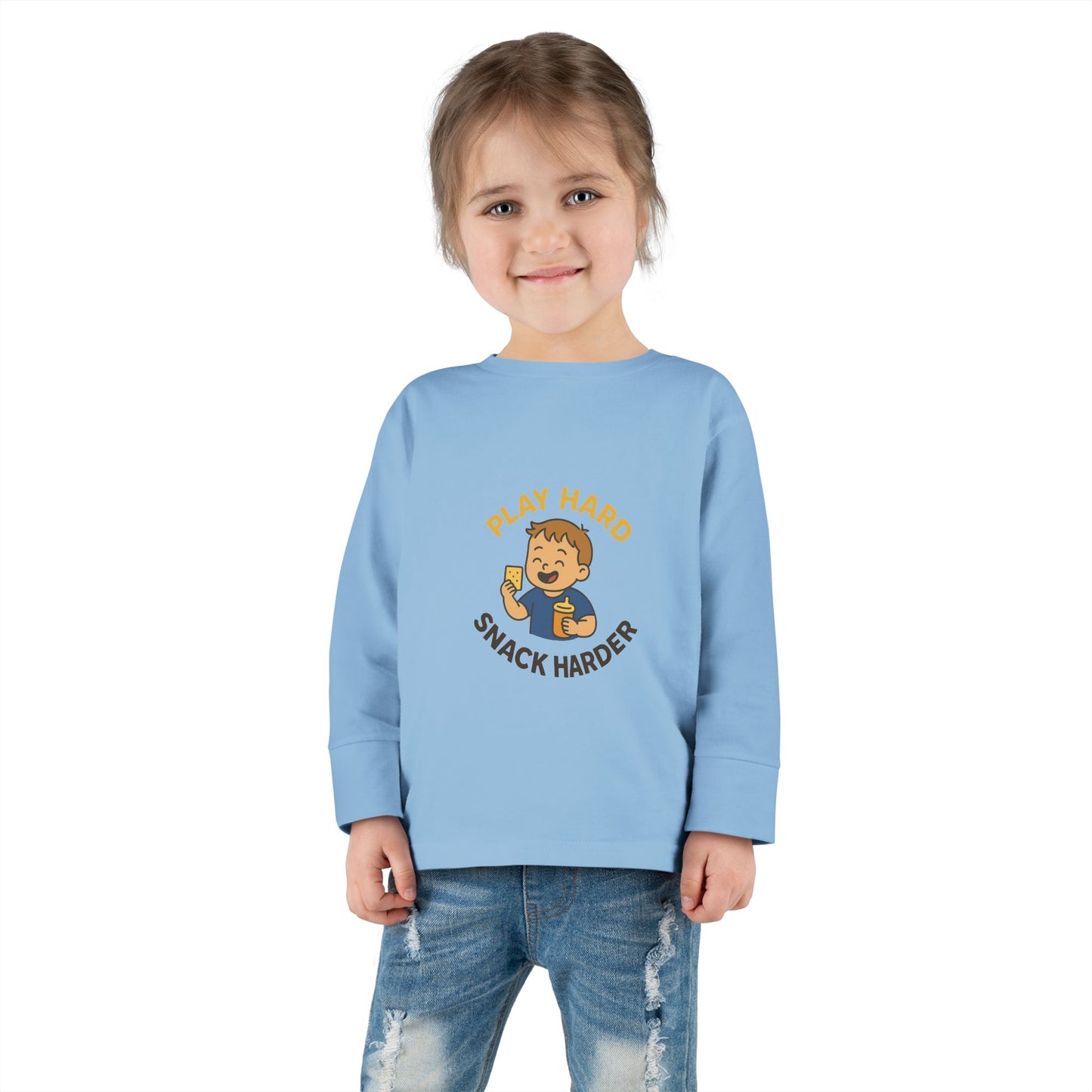 Play Hard Snack Harder Toddler Long Sleeve Tee, Cute Kids Shirt, Baby Gift, Toddler Clothing, Birthday Present, Playful Outfit