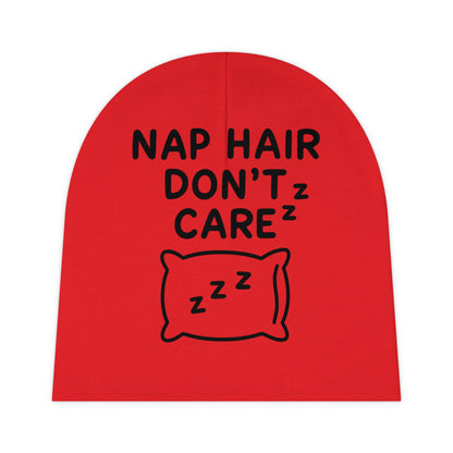 Baby Beanie with Nap Hair Don't Care Design