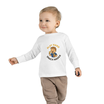 Play Hard Snack Harder Toddler Long Sleeve Tee, Cute Kids Shirt, Baby Gift, Toddler Clothing, Birthday Present, Playful Outfit
