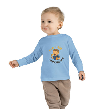 Play Hard Snack Harder Toddler Long Sleeve Tee, Cute Kids Shirt, Baby Gift, Toddler Clothing, Birthday Present, Playful Outfit