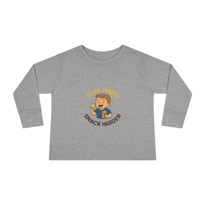 Play Hard Snack Harder Toddler Long Sleeve Tee, Cute Kids Shirt, Baby Gift, Toddler Clothing, Birthday Present, Playful Outfit